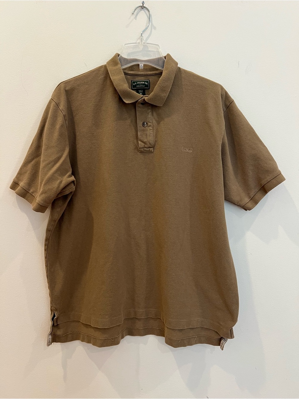 CC Filson Polo Shirt Mens XL Extra Large Brown Pique Knit Short Sleeve Outdoor